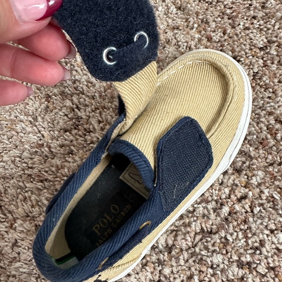 Polo by Ralph Lauren Tan and Navy Kids Slip On Shoes Loafers Sneakers Size 7.5 - Picture 6 of 6